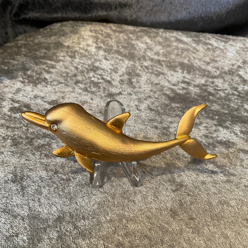 Vintage Gold Dolphin Porpoise Brooch